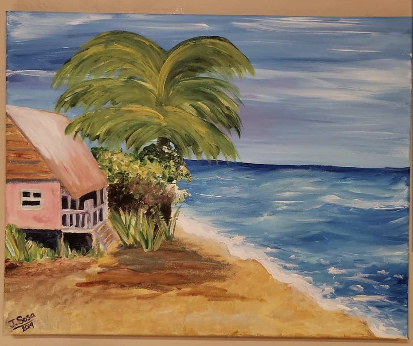 Pink cottage by the sea