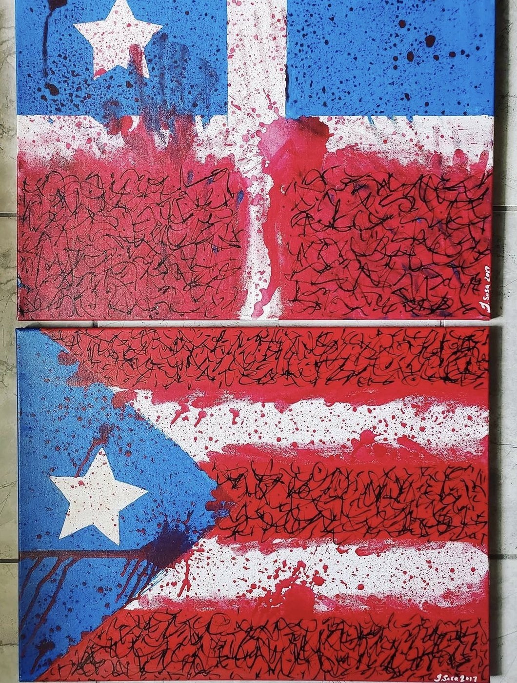 HOME, Bandera de Lares heart painting by JoA
